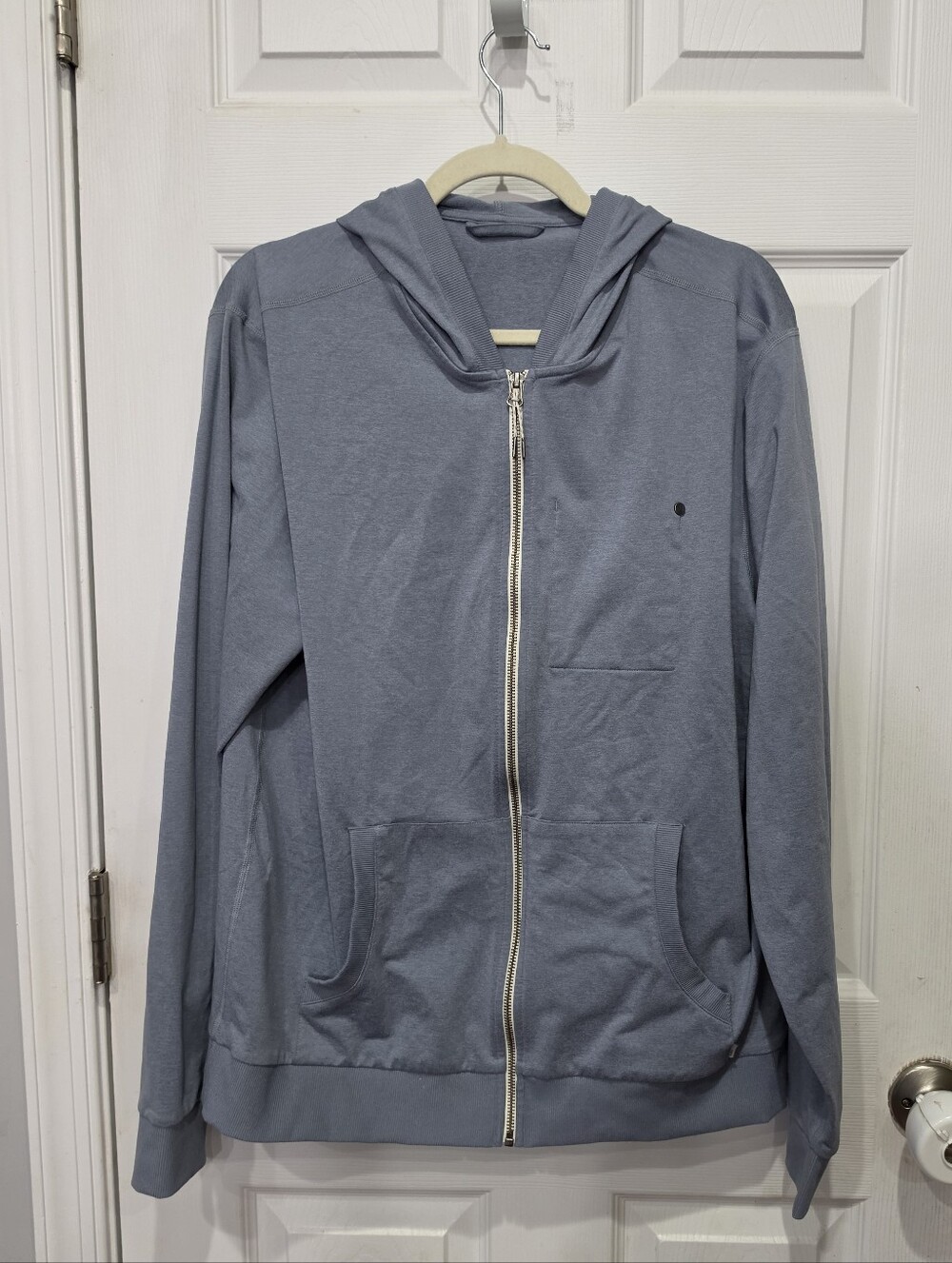 Vuori Mens Sweatshirt Coronado Hoodie  Gray Blue Zip-Up Size Large